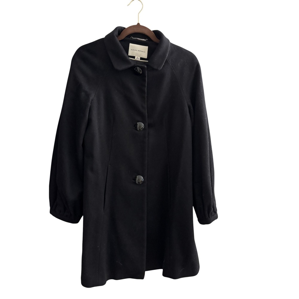 Banana Republic Womens Black Wool Blend Peter Pan Collar Car Coat Size S